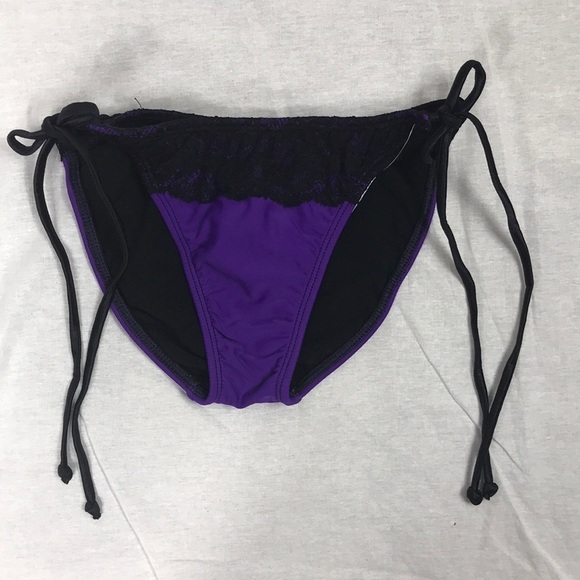 Jelly Swimwear Size S Purple Lace Trim Side Ties Bikini Bottom. Made in USA New - Picture 2 of 4